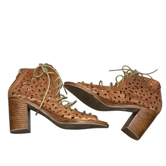 Jeffrey Campbell Brown Leather Cors-Daisy Lace Up Booties Sandals Shoes size 8 - Picture 7 of 14